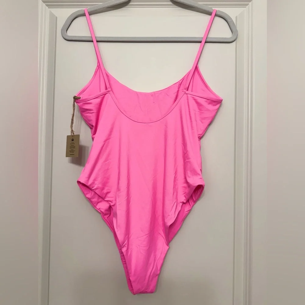 NWT Toast Swim Free People Solid High Cut Pink One Piece Swimsuit - XL - Picture 6 of 9